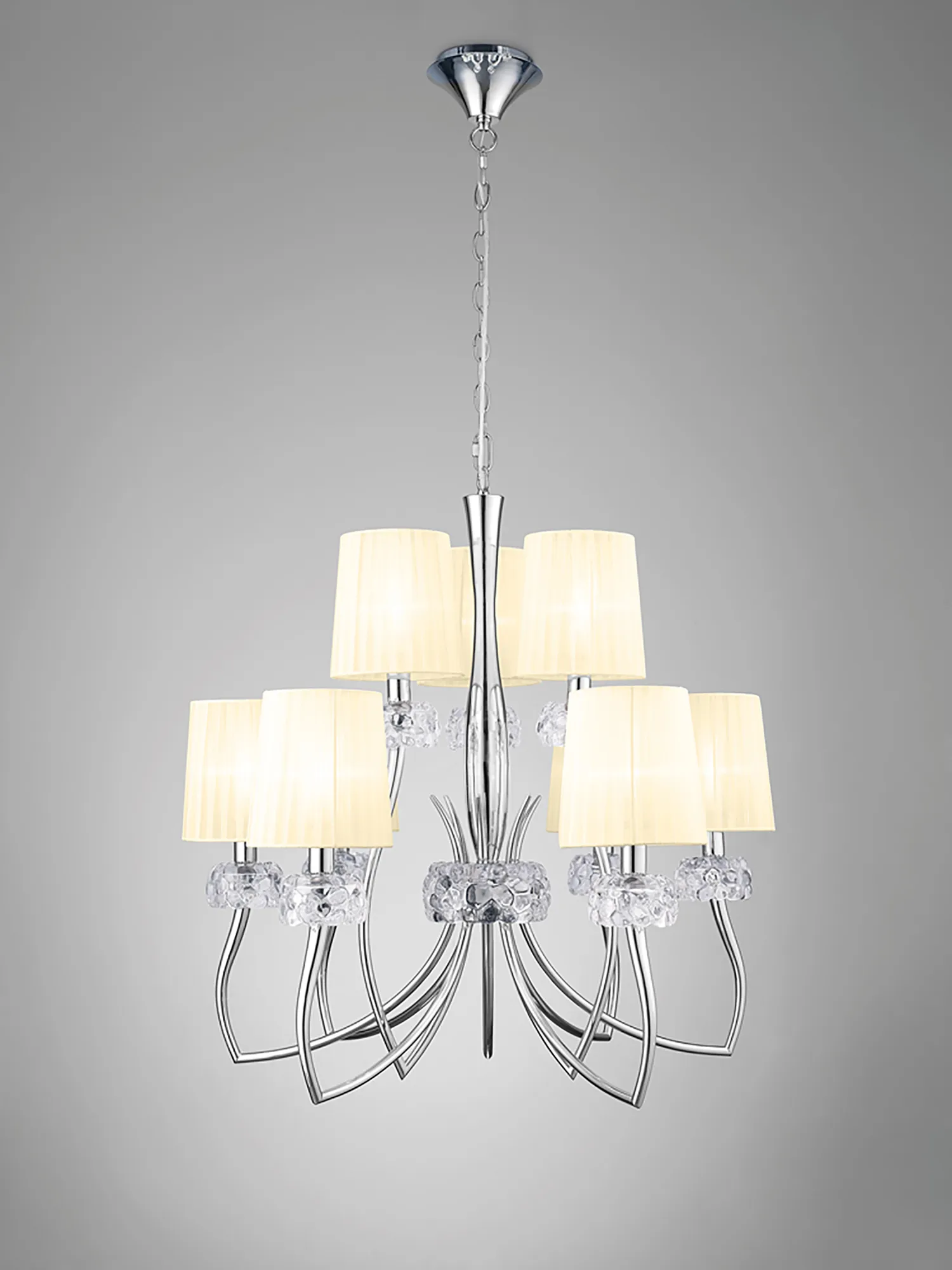 Loewe Polished Chrome-Cream Ceiling Lights Mantra Multi Arm Fittings